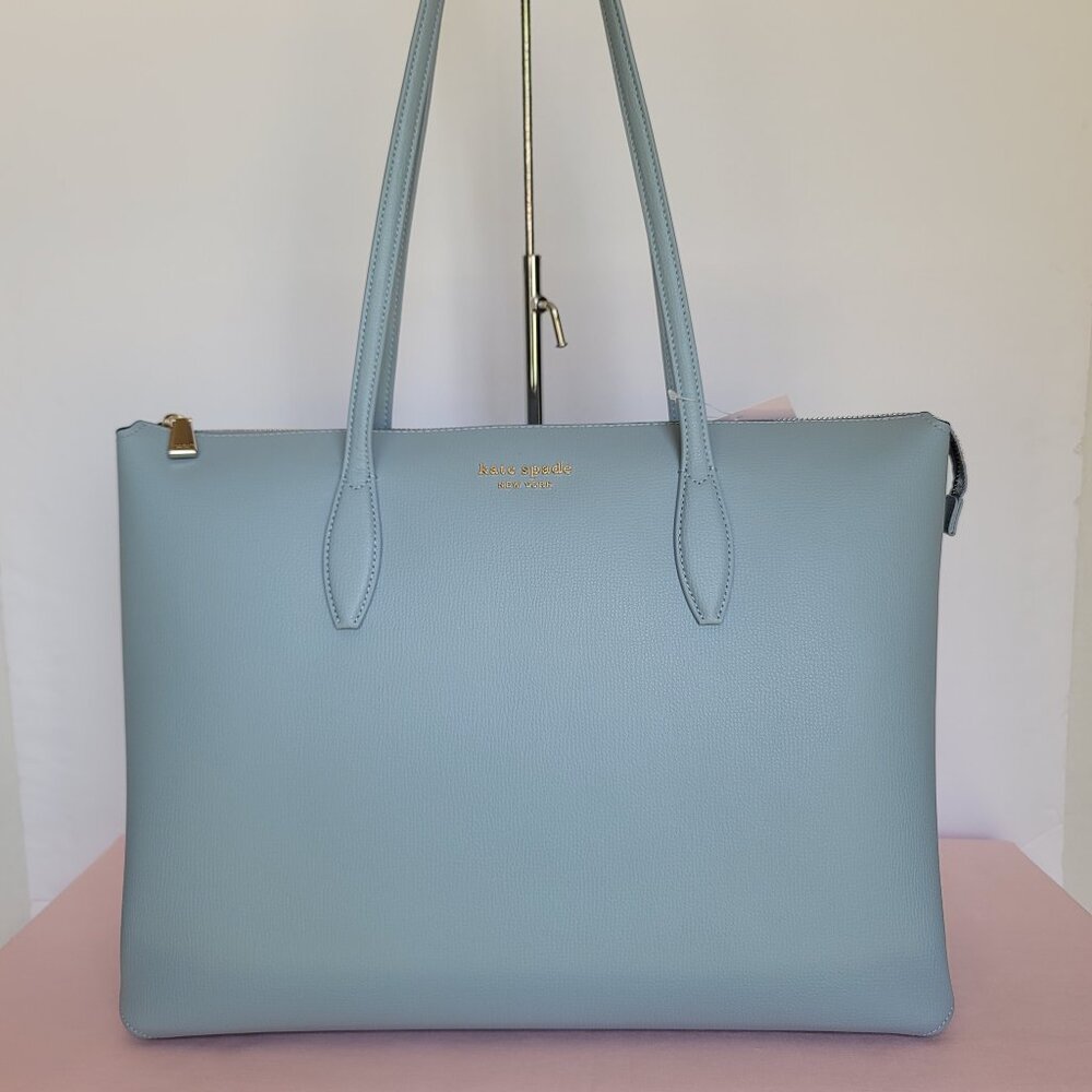 KATE SPADE All Day Crossgrain Leather Top-zip Large Tote- Ocean Beach color 🎈⭐ - Picture 5 of 16